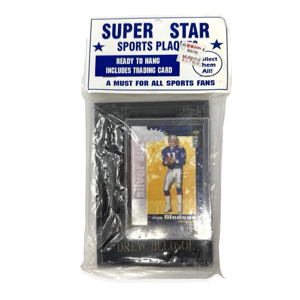 Vintage Drew Bledsoe New England Patriots Super Star Sports Plaque Sealed